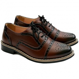 Boys Maroon Brogue Oxford Pointed Shoes